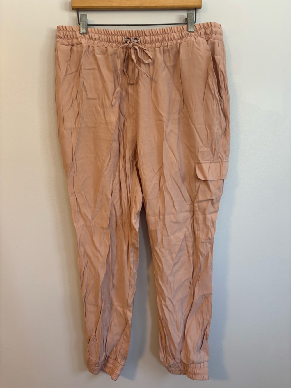 Ricki’s Peach Pink Drawstring Cargo Pants Lightweight Joggers Size XL
